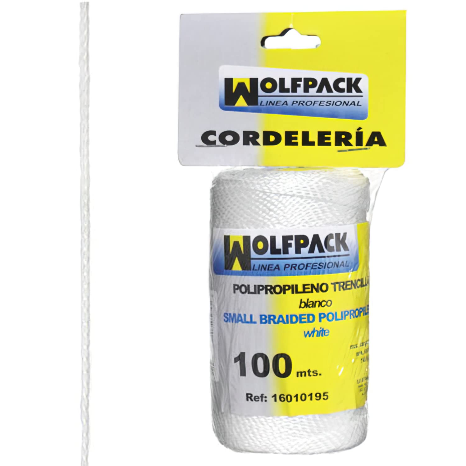 Wolfpack 16010195 Braided Polypropylene Rope, White (Coil of 100m)