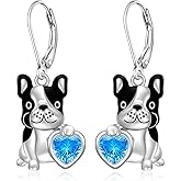 French Bulldog Earrings Boston Terrier Earrings for Women Sterling Silver Dog Puppy Drop Dangle Cute Animal Jewelry Mom Dog Lover Birthday Christmas Gifts