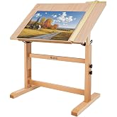 conda Wood Drafting Table - Adjustable Height, 35.5"x23.5" Plan Table for Construction with Tiltable Surface, Rustic Architect Table &amp; Blue Print Tables for Drawing, Writing, Graphic Design