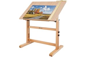 conda Wood Drafting Table - Adjustable Height, 35.5"x23.5" Plan Table for Construction with Tiltable Surface, Rustic Architect Table & Blue Print Tables for Drawing, Writing, Graphic Design