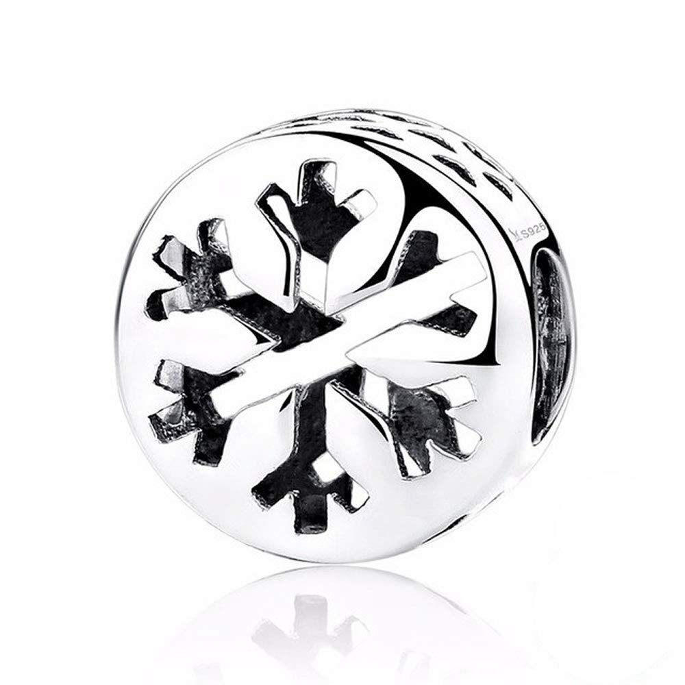 Silver Snowflake Christmas Gift 100% 925 Sterling Silver Snowflake Charms fit Women Bracelets Beads & Jewellery Makings Jewellery