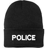 Black Police Beanie Watch Cap Embroidered Police Officer Guard Gear Warm Acrylic Winter Hat