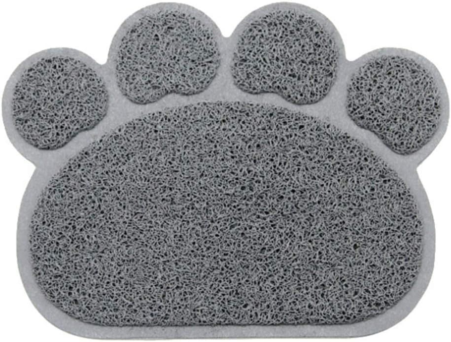 Authda Cat Litter Mat Durable Non-slip & Waterproof Litter Box Mat Cat Dog Food Mat Non Toxic Durable Protect Floor Carpet Cat Litter Tray Liner Various Shaped (Paw Shaped 30 * 40cm, Grey)