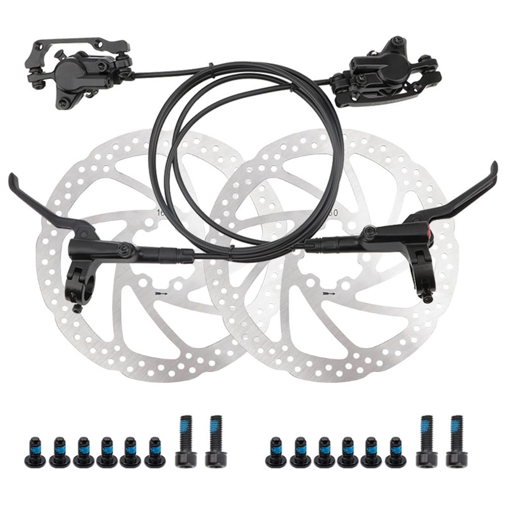Hsthe Sea Bike Hydraulic Disc Brake Kit,Aluminum Front and Rear Caliper,Front Right 800mm Rear Left 1400mm,Pad Adjuster for Road Bike,Mountain Bike