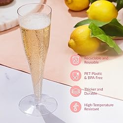Prestee Set of 200 Plastic Champagne Flutes - Clear