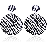 Zebra Earrings for Women Colorful Zebra Print Round Disc Dangle Earrings Chic Exaggerated Zebras Costume Jewelry Accessories for Women
