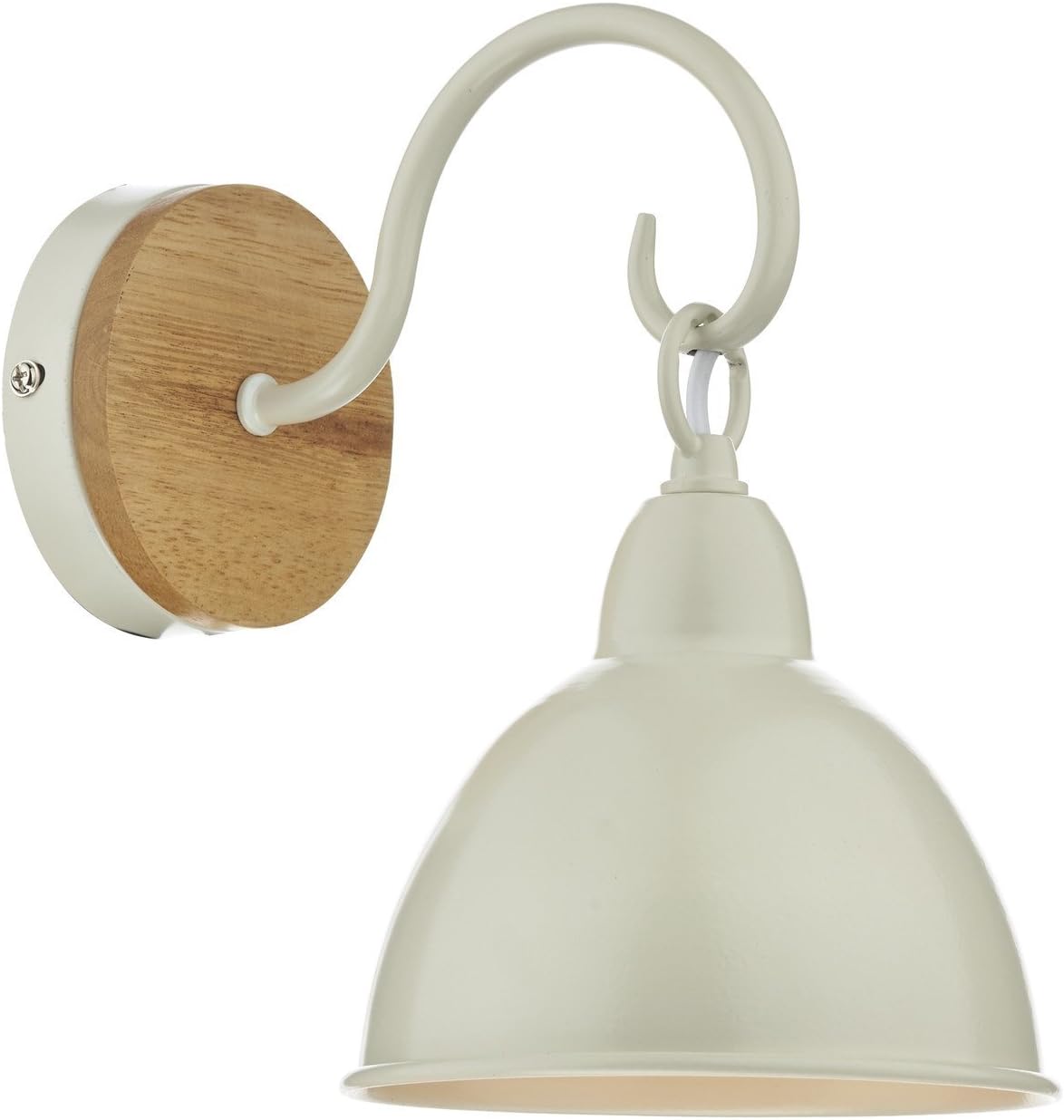 Dar Lighting Wandleuchte Blyton Single in creme mit Rückplatte aus Holz