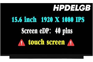 HPDELGB for HP 15-dy 15t-dy100 15t-dy200 15t-dy500 15-DY2073 15-DY2073DX LCD Screen Replacement 15.6 inch 1080P 40PIN FHD 1920x1080 IPS LCD Display (Only for Touch Screen)