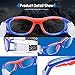 PONOSOON Sports Goggles Glasses for Kids for Basketball Football Volleyball 1812(Transparent Blue)