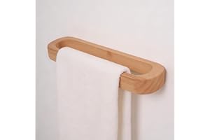 Towel Holder, Bamboo Towel Rack, Wall Mounted Towel Bar for Bathroom and Kitchen, Natural Wooden Decorative Towel Rail