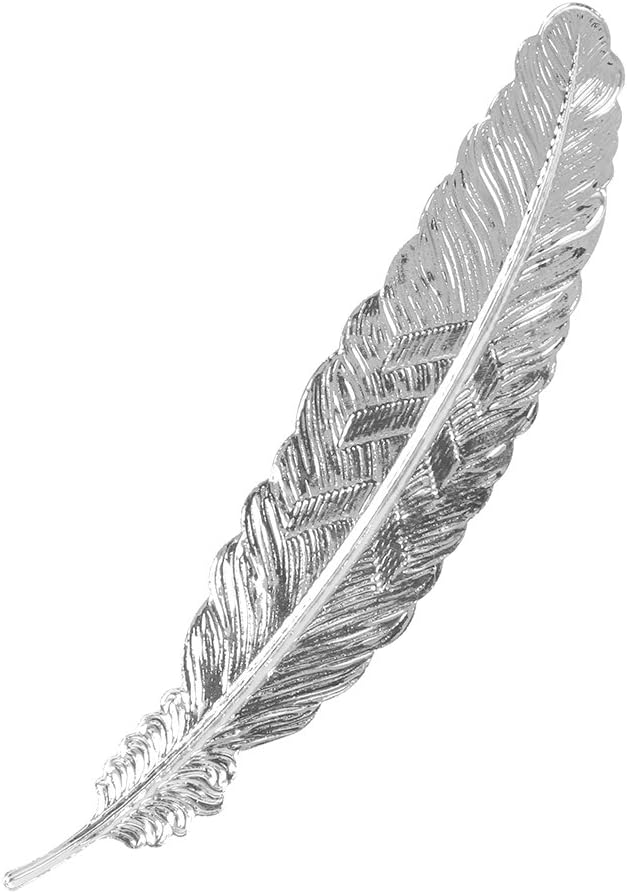 Longsw Creative Retro Feather Shaped Metal Bookmark Page Marker for Books Office School (Silver)