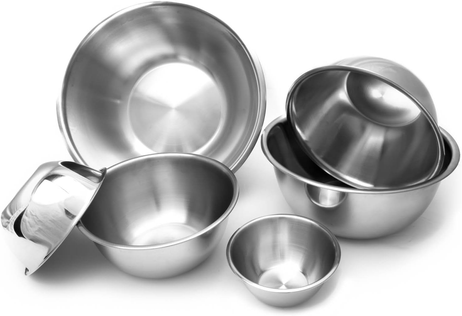 The Culinary Junction 6-Piece Nesting Stainless Steel Polished Mirror Finish Mixing Bowls Set, .5, 1.25, 2.75, 4.25, 6.25 and 10.75 Quart