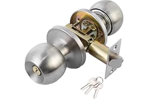 Winbay Door Lock Set with Key, Brass Cylinder Door Locks, Keyed Entry Door Handle, Interior and Exterior Entrance Door Knobs 