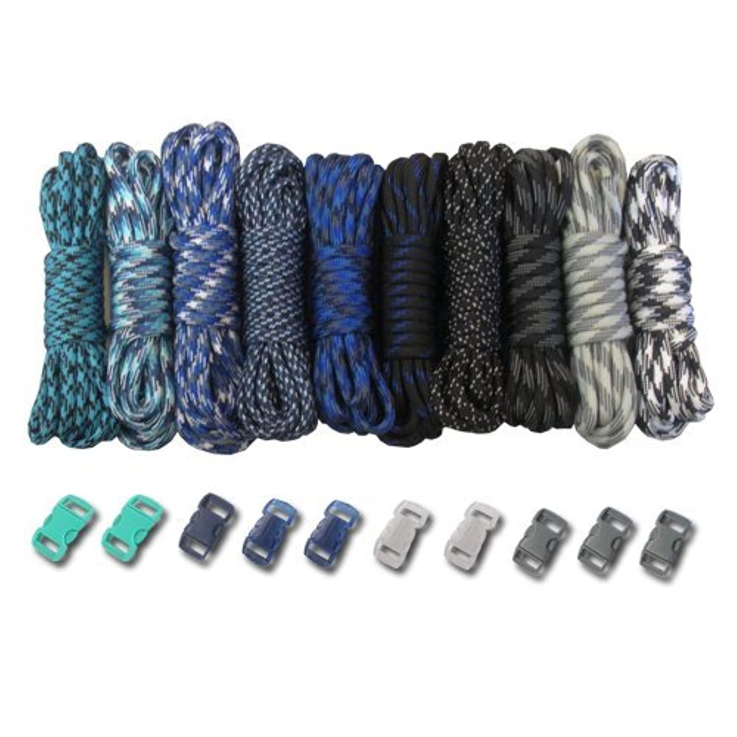 PARACORD PLANET 550lb Type III Paracord Combo Crafting Kits with Buckles Winter