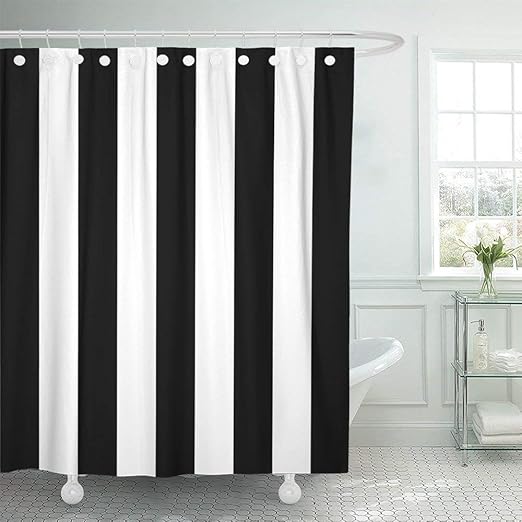 Amazon Com Shower Curtain Polyester Print 72x78 Inches Black