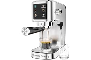 URINTELLS CUISING Espresso Machine 20 Bar,Touchscreen Espresso Maker with Steam Milk Frother, Stainless Steel Expresso Coffee Machine for Home with Removable Water Tank for Cappuccino Latte,Cold Brew,Long Coffee