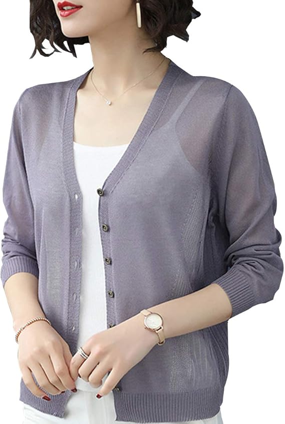 Amazon Bole Kk サマーニットカーディガン レディース 薄手 無地 Vネック 長袖 羽織り Uvカット オフィス ボレロ風 冷房対策 春 夏 秋 カーディガン ボレロ 通販