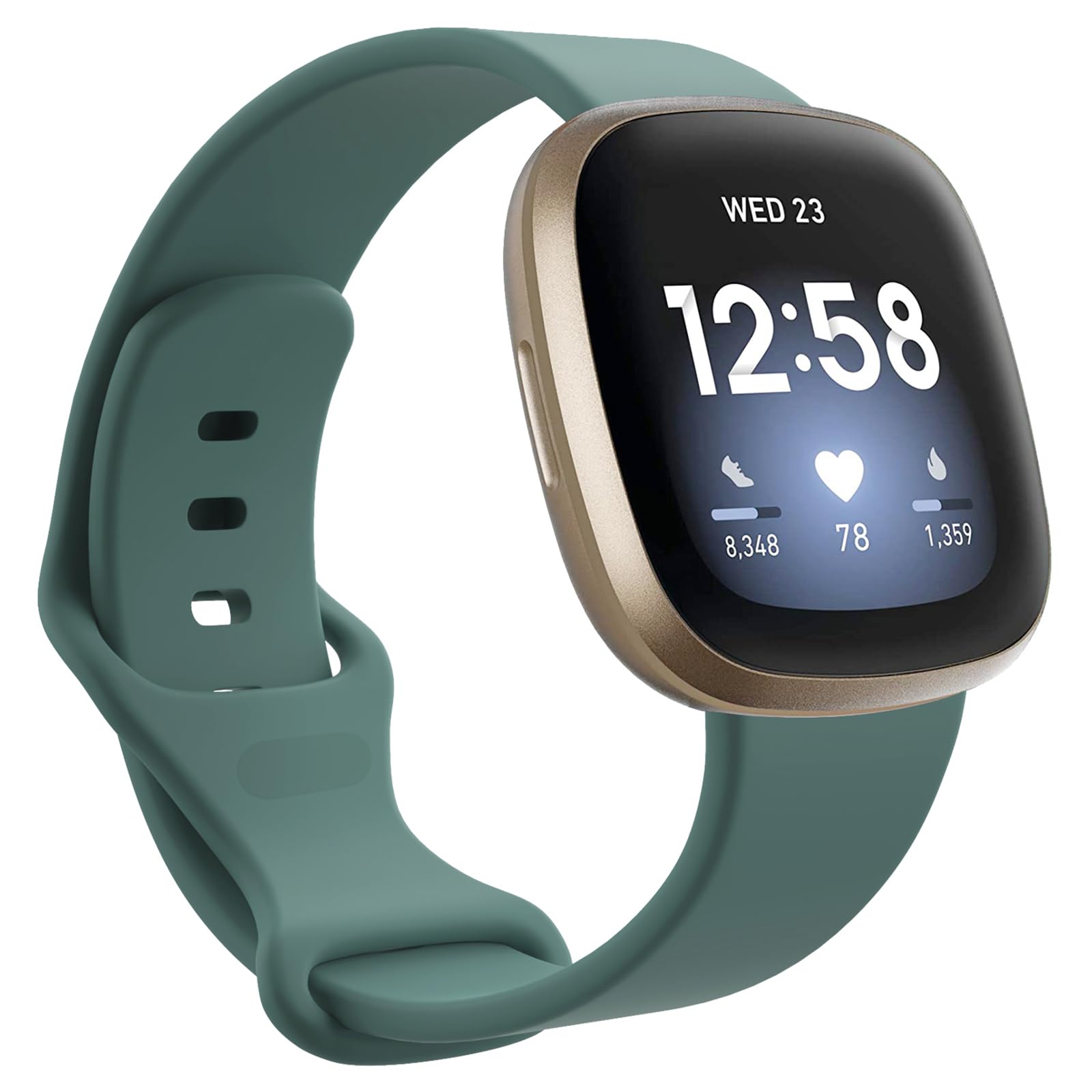 Olive Straps Compatible with Fitbit Sense/Versa 3 Wristbands - Soft Silicone Replacement Watch Bands for Women & Men - UK, Accessories for Large Wrist Size