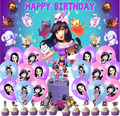 Aphmau Plushies Cat Party Supplies Decorations Cake