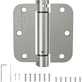 HOSOM Self Closing Door Hinges 3.5 Inch,Spring Loaded Hinges | Adjustable Tension for Interior Door, 5/8'' Radius Corners,UL Listed,for Left and Right Hand Door,Brushed Nickel,1 Pack
