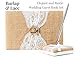 BETTERLINE Rustic Wedding Guest Book Made of Burlap and Lace - Includes Matching Pen Holder and Silver Pen - 120 Lined Pages for Guest Thoughts - Comes in Gift Box (Burlap Flower)
