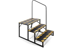 Kinchoix 3 Step RV Stairs, Hot Tub Steps, Outdoor Spa Step Ladder with Handrail,Portable Economy 5th Wheel Stair for Travel Trailer, Motor Home, Camper and Porch with Non-Skid Tapes