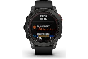 Garmin fenix 7 Solar, adventure smartwatch, with Solar Charging Capabilities, rugged outdoor watch with GPS, touchscreen, health and wellness features, slate gray with black band