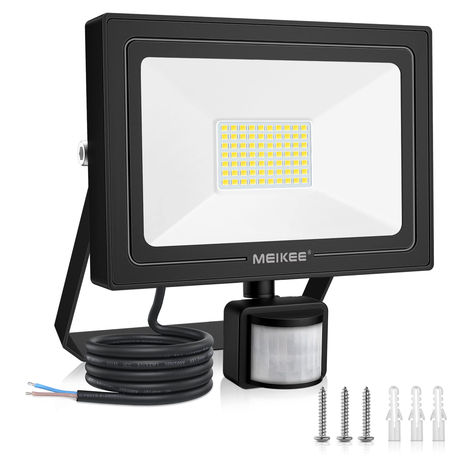 MEIKEE Security Lights with Motion Sensor 60W PIR Light Super Bright 5200 Lumen LED Sensor Flood Lights Outdoor IP66 Waterproof Daylight White Wall Light Perfect for Garage Garden Forecourt Hallway