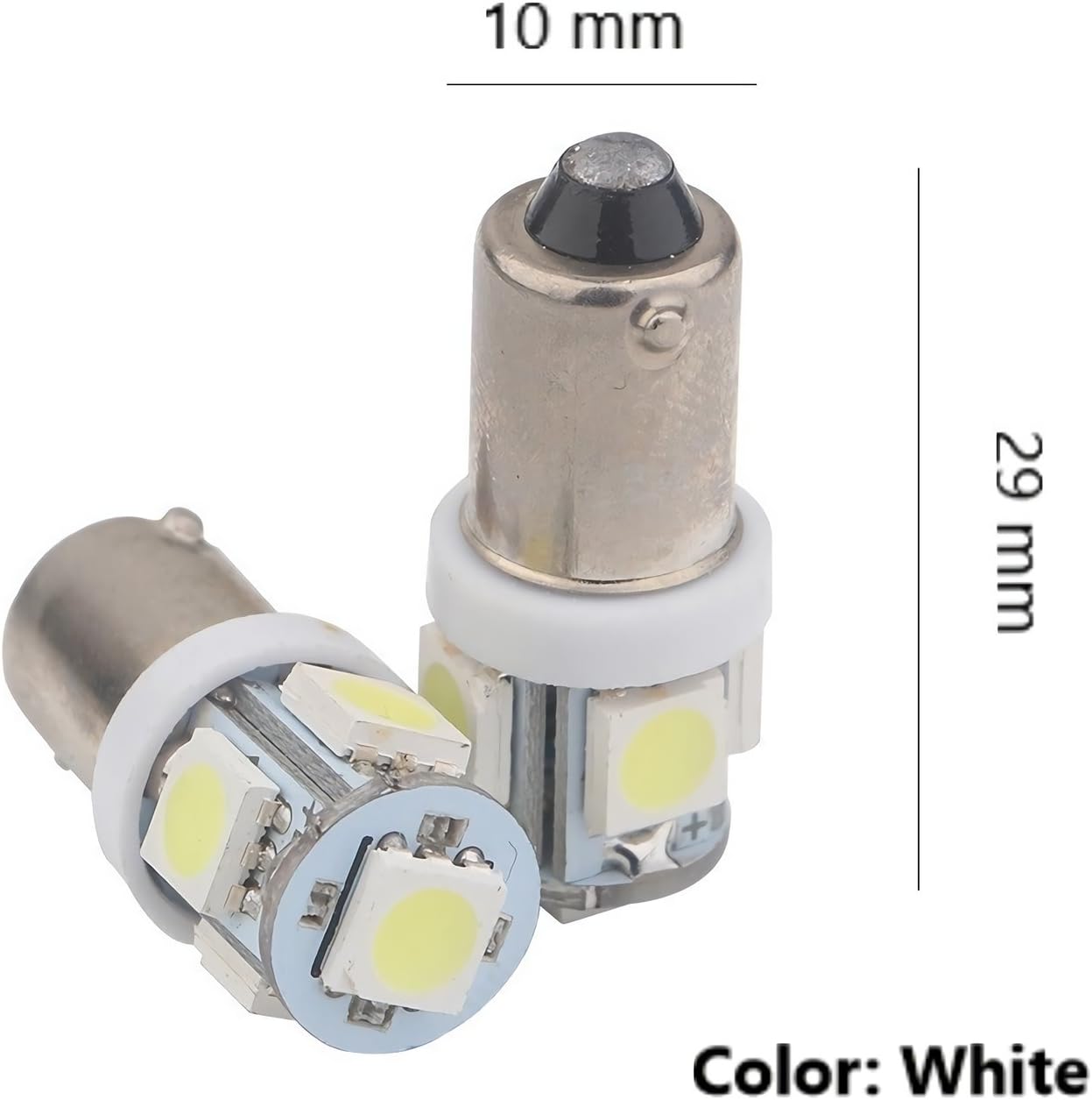 GCT White 5 SMD LED 5050 BA9S 12V Car Interior Lamp & Exterior Light for Tail | Reverse | Indicator | Parking Light Bulb for Car & Bike (Set of Two)