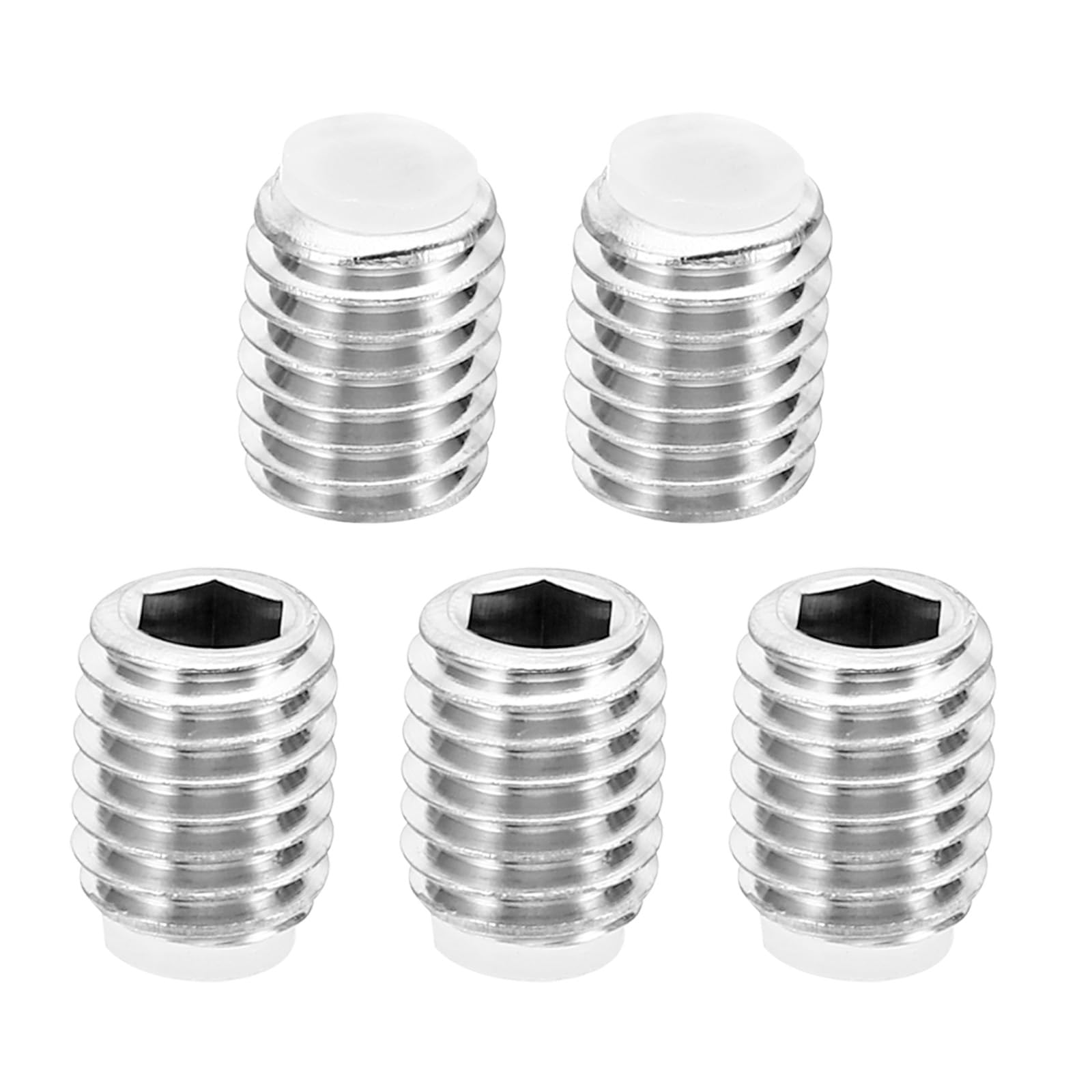 PATIKIL M8x10mm Nylon Tip Grub Screw, 5 Pack Metric Hex Socket Head Cup Point Anti Slip Set Screws Internal Hex Drive Hardware, 304 Stainless Steel