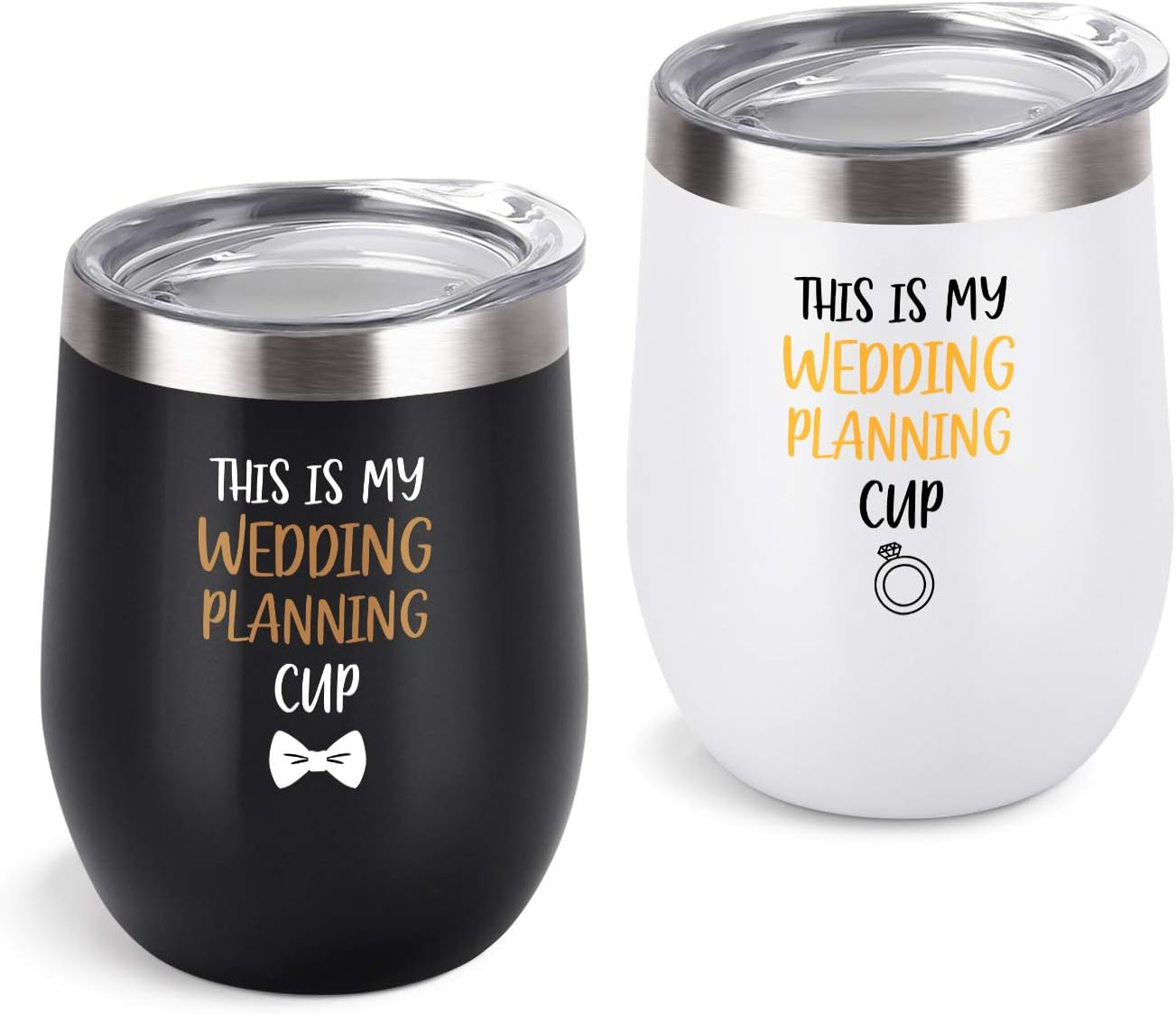 Amazon Com This Is My Wedding Planning Glass Wine Tumbler Set Wedding Engagement Gift For Husband Wife Newlywed Couples Bride Groom Anniversary Bridal Shower 12 Oz Stainless Steel Wine Tumbler Black And