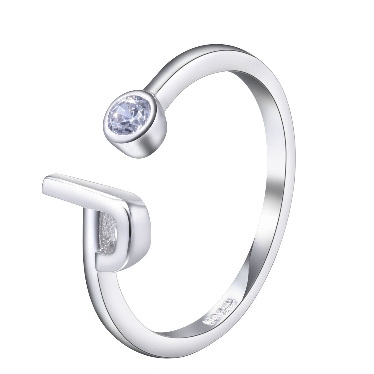 VIKI LYNN Women Ladies Girls 925 Sterling Silver Adjustable J Initial Rings Size J