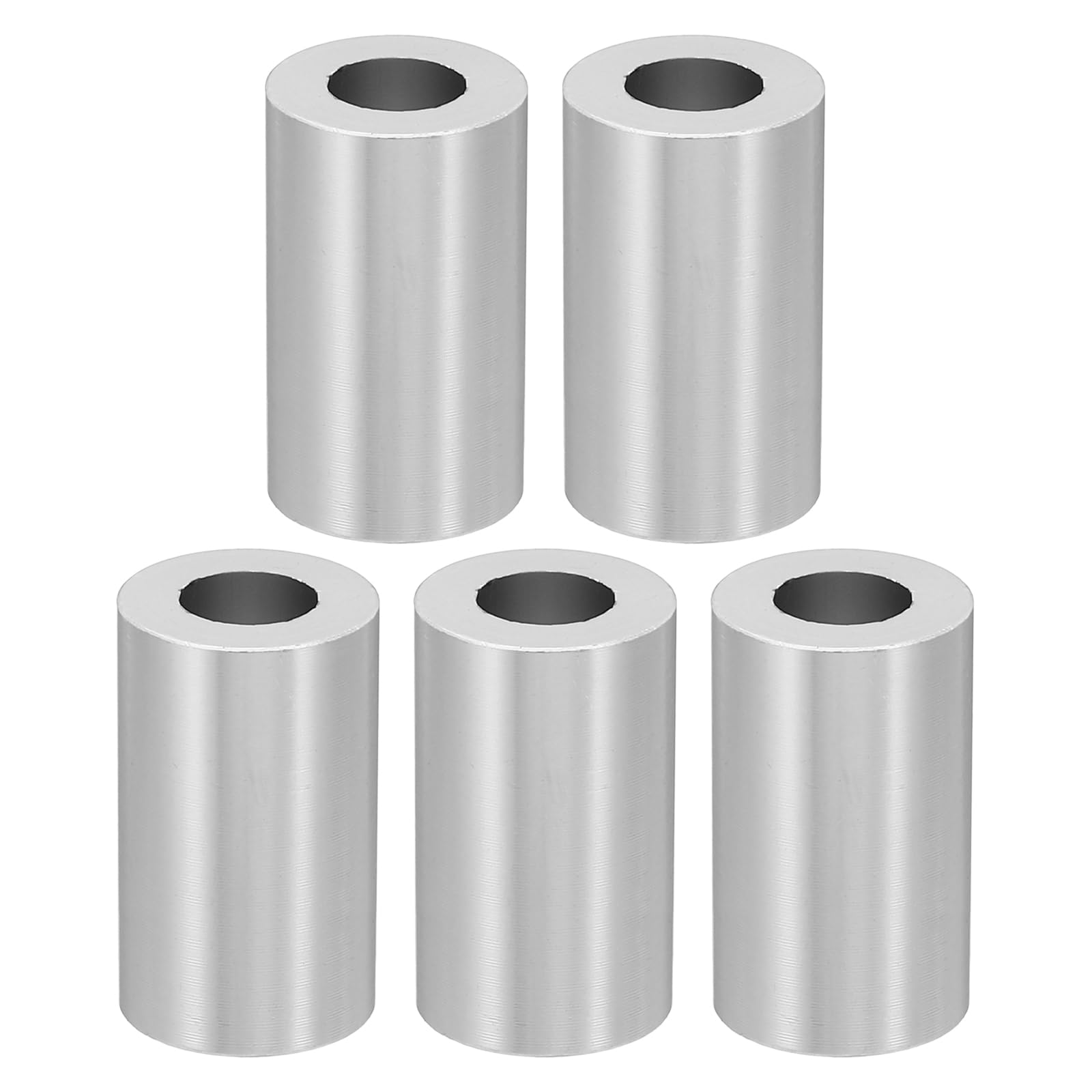 PATIKIL M10 Aluminum Spacers, 5 Pcs Metal Spacer Aluminum M10 X3/4"OD X1-1/4"L Aluminum Spacer Screw Standoff Round for 3/8" or M10 Screw Bolts, Silvery