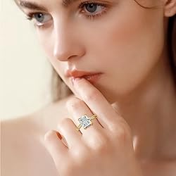 LANKRALOVNA 4CT Radiant Cut Engagement Rings for