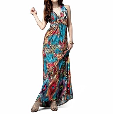 peacock blue maxi dress