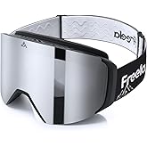 Freela Ski Goggles- Frameless, Magnetic OTG Snow Goggles Interchangeable Lens UV400 Protection Anti-Fog for Adult Men Women