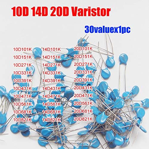 MAO YEYE 30valuesX1pc=30pcs 10D/14D/20D Voltage Dependent Resistor Kit etc. Varistor Resistor Pack