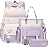 VIDOSCLA 3Pcs Teen Girls' Backpack Set Middle School Students Bookbag Outdoor Teen Boys Bookbag
