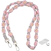 zaoalife Cell Phone Lanyard,Boho Macrame Braided Phone Lanyard,Daisy Flower Lanyard,Universal Phone Crossbody Lanyard with Phone Tether Tab, Large, Red