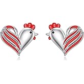 Stud Earrings for Women Sterling Silver Axolotl Chicken Cow Pig Penguin Reindeer Whale Pineapple Strawberry Earrings Animal Fruit Jewelry Gifts for Women