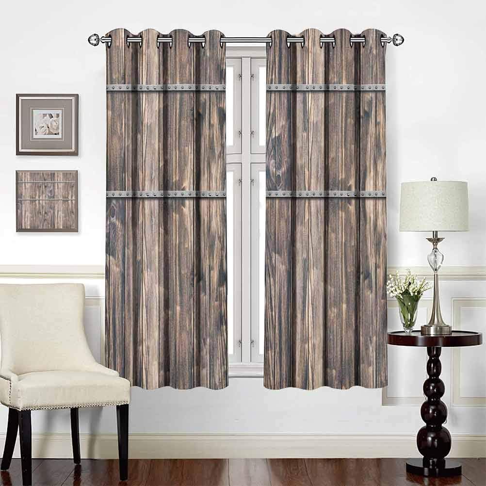 W 46" x L 54",for Living Room Curtains,Wooden,Rustic Wooden