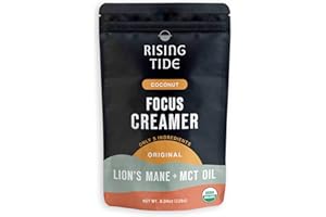 Rising Tide Organic Mushroom Superfood Creamer – Coconut Milk Powder, Lions Mane Mushrooms, MCT Oil - Non Dairy Cream Alternative for Coffee - Plant Based and Keto Friendly (38 Servings)