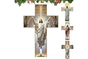 Vintage Wooden Jesus Christ Wall Cross,Handmade Wood Cross Wall Decor,Jesus Christ Inspirational Home Wall Hanging Decoration