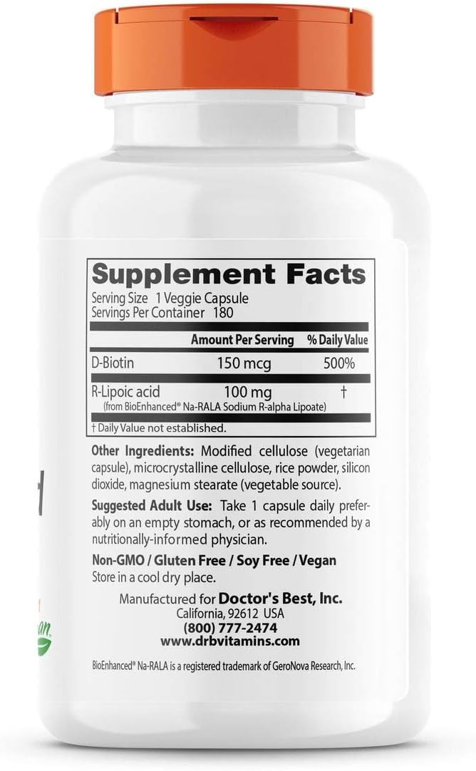 Doctor’s Best Stabilized R-Lipoic Acid with BioEnhanced Na-RALA, Non-GMO, Gluten Free, Vegan - Image 3