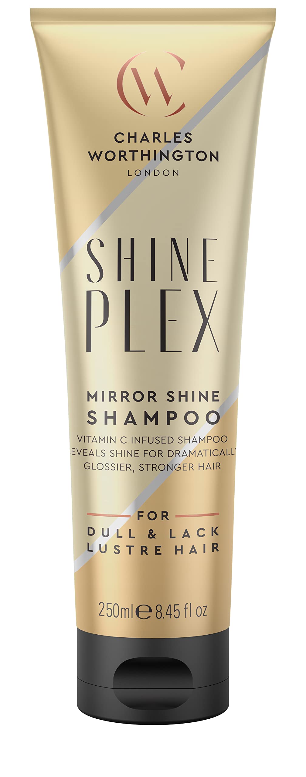 Charles Worthington ShinePlex Mirror Shine Shampoo, for Dull Hair, Nourishing Shampoo for Frizzy Hair, Salon Shampoo to Boost Shine 250 ml