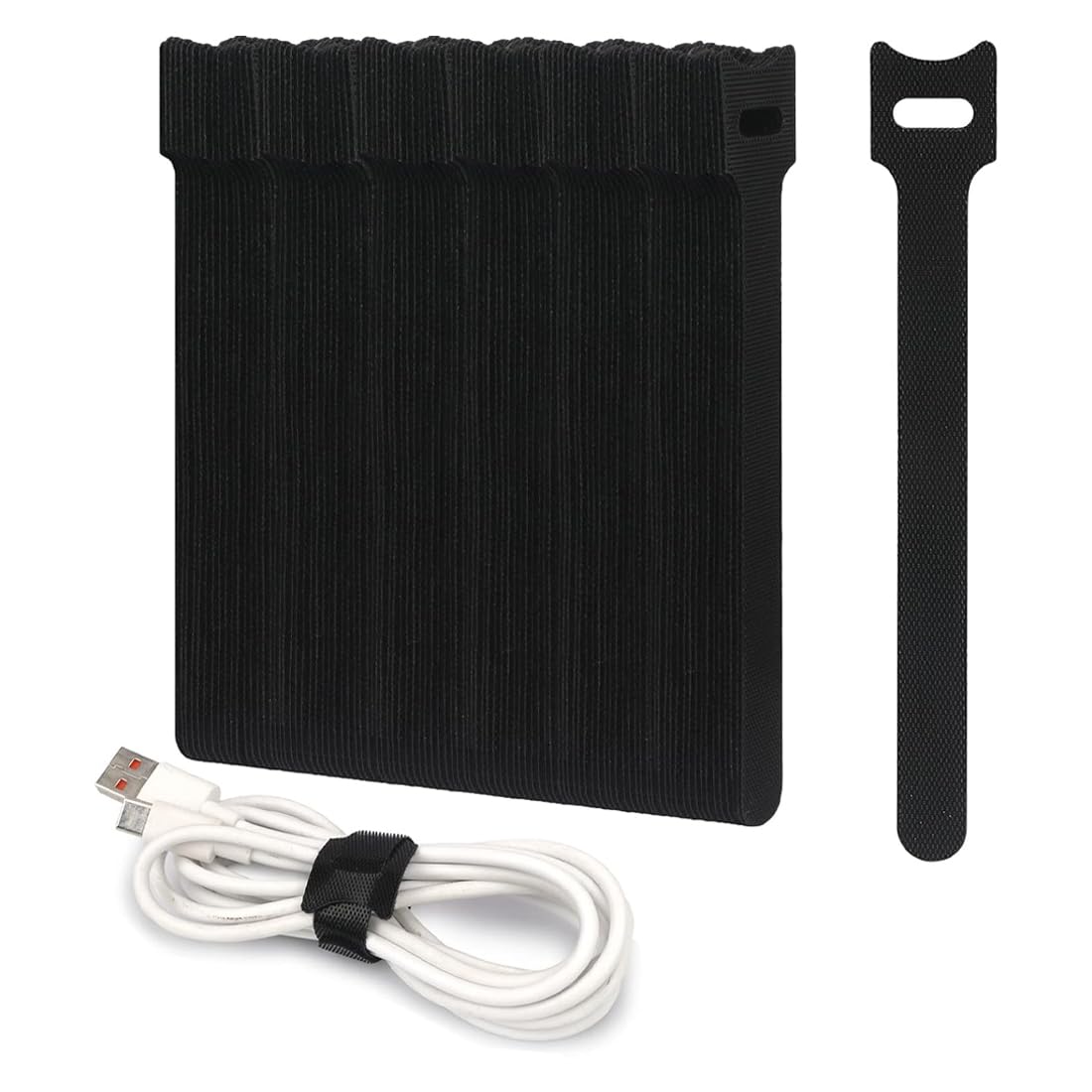 QJIBOVM 100pcs Adjustable Reusable Cable Straps Hook and Loop Long Cable Ties