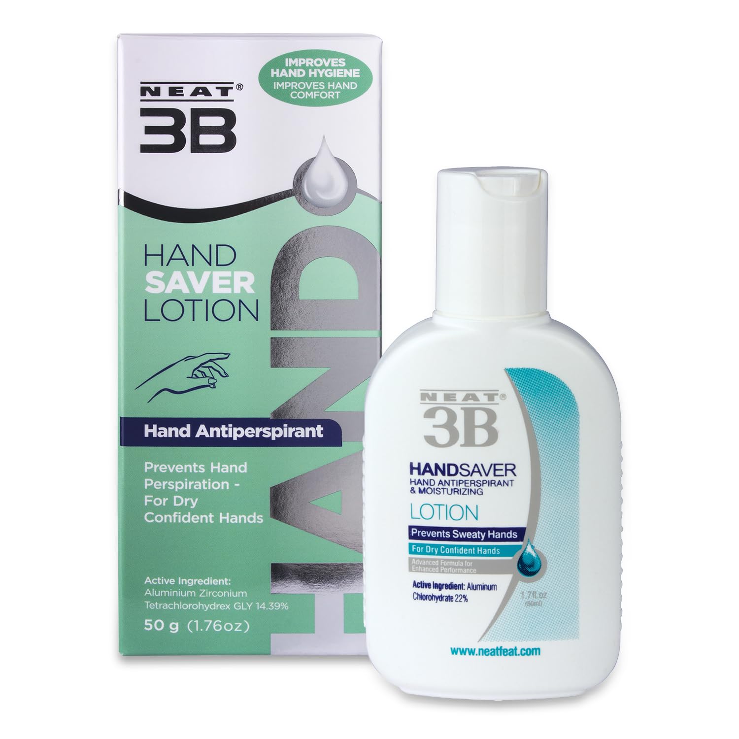 Neat 3B Hand Saver Lotion, Strong Antiperspirant for Sweaty Hands, Anti Sweat Cream, Moisturiser for Hands, Anti Sweat Deodorant Lotion, 50ml