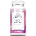 HERITAGE STORE Black Seed Oil Liquid Capsules 650mg, Nigella Sativa Oil Supplement with Thymoquinone, Omega 3 6 9, Antioxidant, Cholesterol, Digestive, Joint & Immune Support*, Vegan, 45 Serv, 90ct