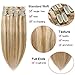 Standard Weft 16 Inch 90g Clip in 100% Real Remy Human Hair Extensions 8 Pieces 18 Clips #12/613 Golden Brown/Bleach Blonde