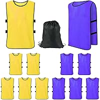 12 Pack Scrimmage Training Vests, Team Practice Pinnies with Carry Bag for Soccer Basketball Football Volleyball Hockey